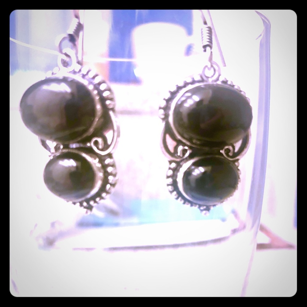 Sterling Silver Black Onyx Earrings
